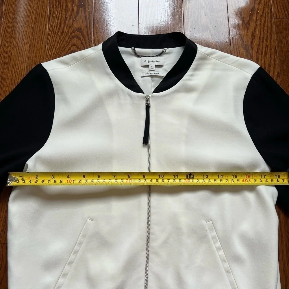 Aritzia Babaton Blouson Bomber Crepe Zip Up Jacket Black White - Size S - Picture 13 of 15